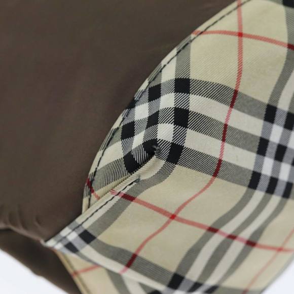 Burberrys Nova Check Blue Label Hand Bag Nylon Brown Beige Auth yb564 - Picture 14 of 16